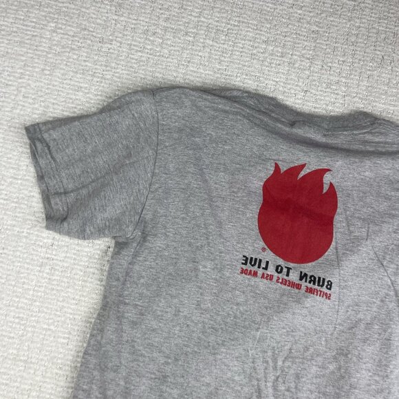 VTG Y2K Spitfire Shirt Mens Size Small Skate Live To Burn Grey T-shirt - Picture 14 of 16